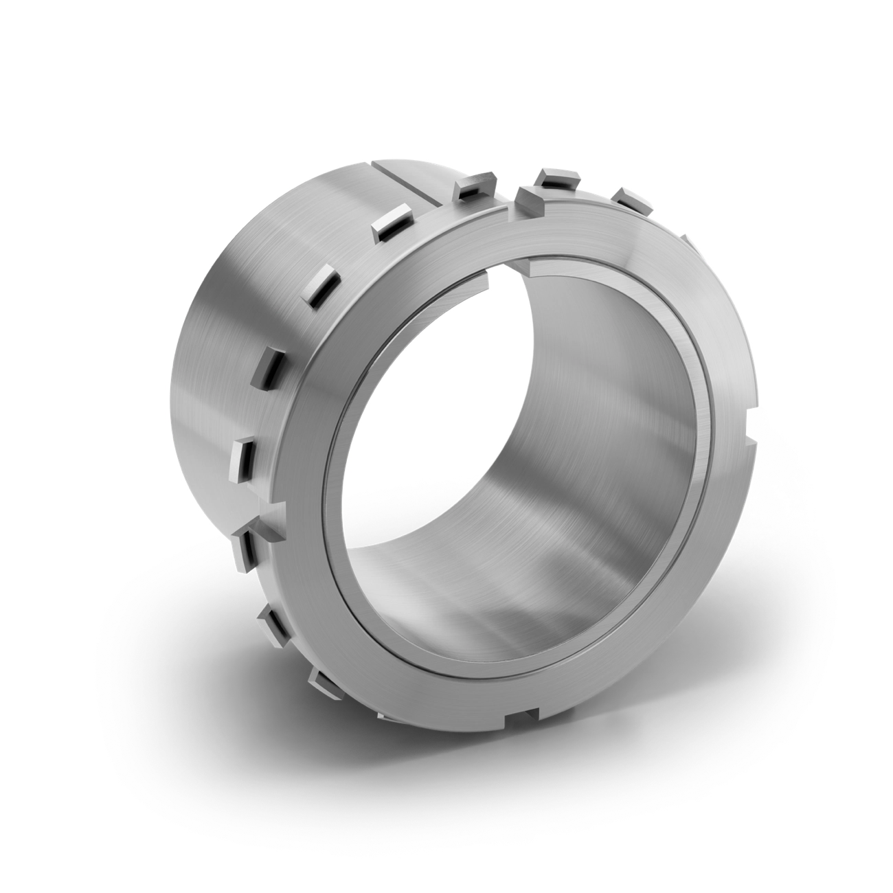 Spannhülse für Wälzlager ohne Ölkanäle mit Nutmutter und Sicherungsblech