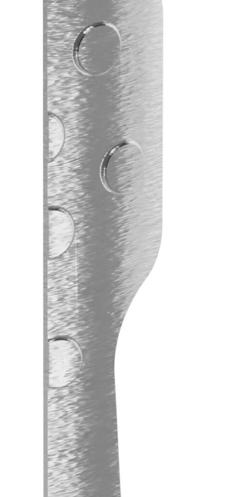 Detailaufnahme eines 3D-gedruckten, bogenförmigen BauteilS aus Stahl