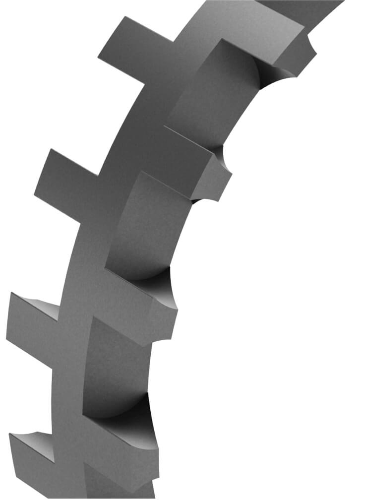 Detailaufnahme eines Zylinderrollenlagerkäfigs aus Stahl