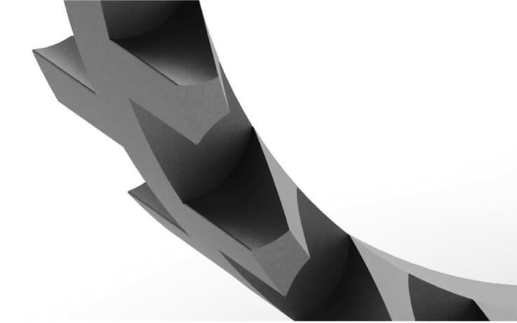 Detailaufnahme eines Zylinderrollenlagerkäfigs aus Stahl